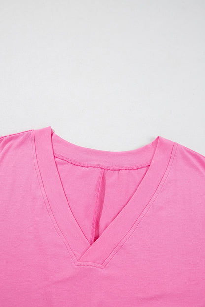 Bonbon Loose Half Sleeve V Neck Plain Romper