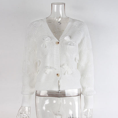 Women's Bow Cropped Cardigan