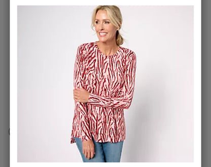 Belle by Kim Gravel Rayon Spandex Animal Instincts Top. Fired Brick/Large