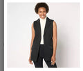 Isaac Mizrahi Live! Petite 24/7 Stretch Blazer Vest w/ Pockets. Black/Large