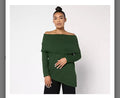 Peace Love World Side Cowl Long Sleeve Top. Hunter Green/ Medium