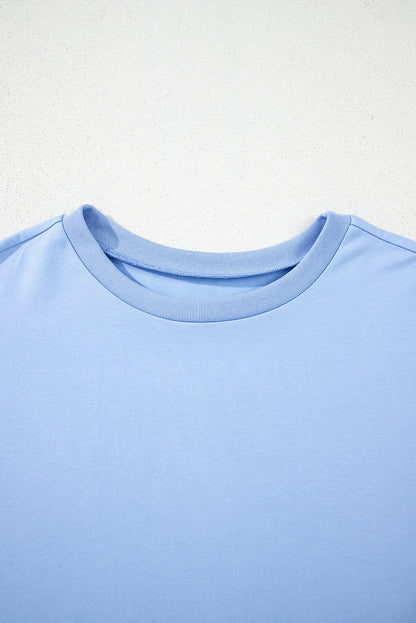 Myosotis Loose Half Sleeve Hi Low Hem T Shirt