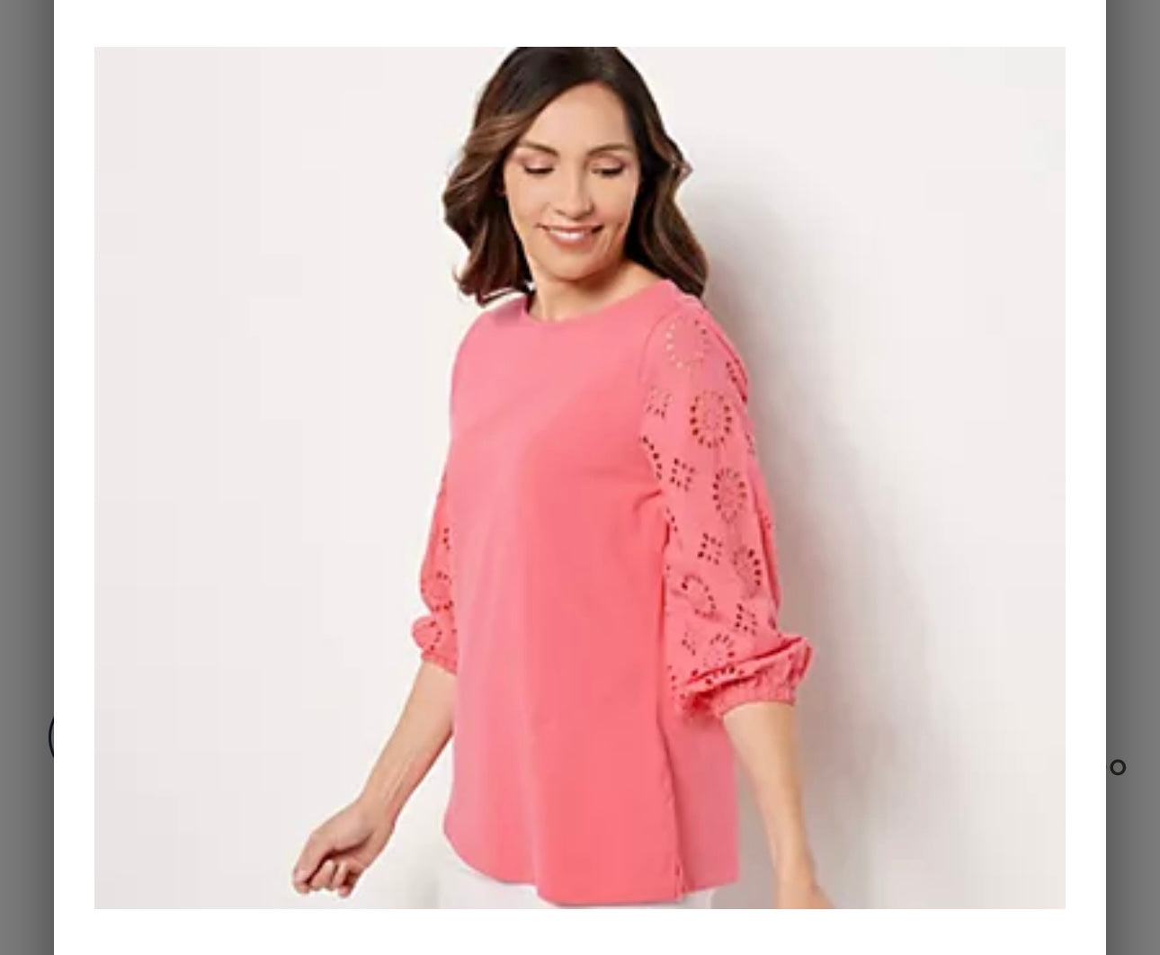 Belle by Kim Gravel TripleLuxe Knit 3/4 Eyelet Sleeve Top