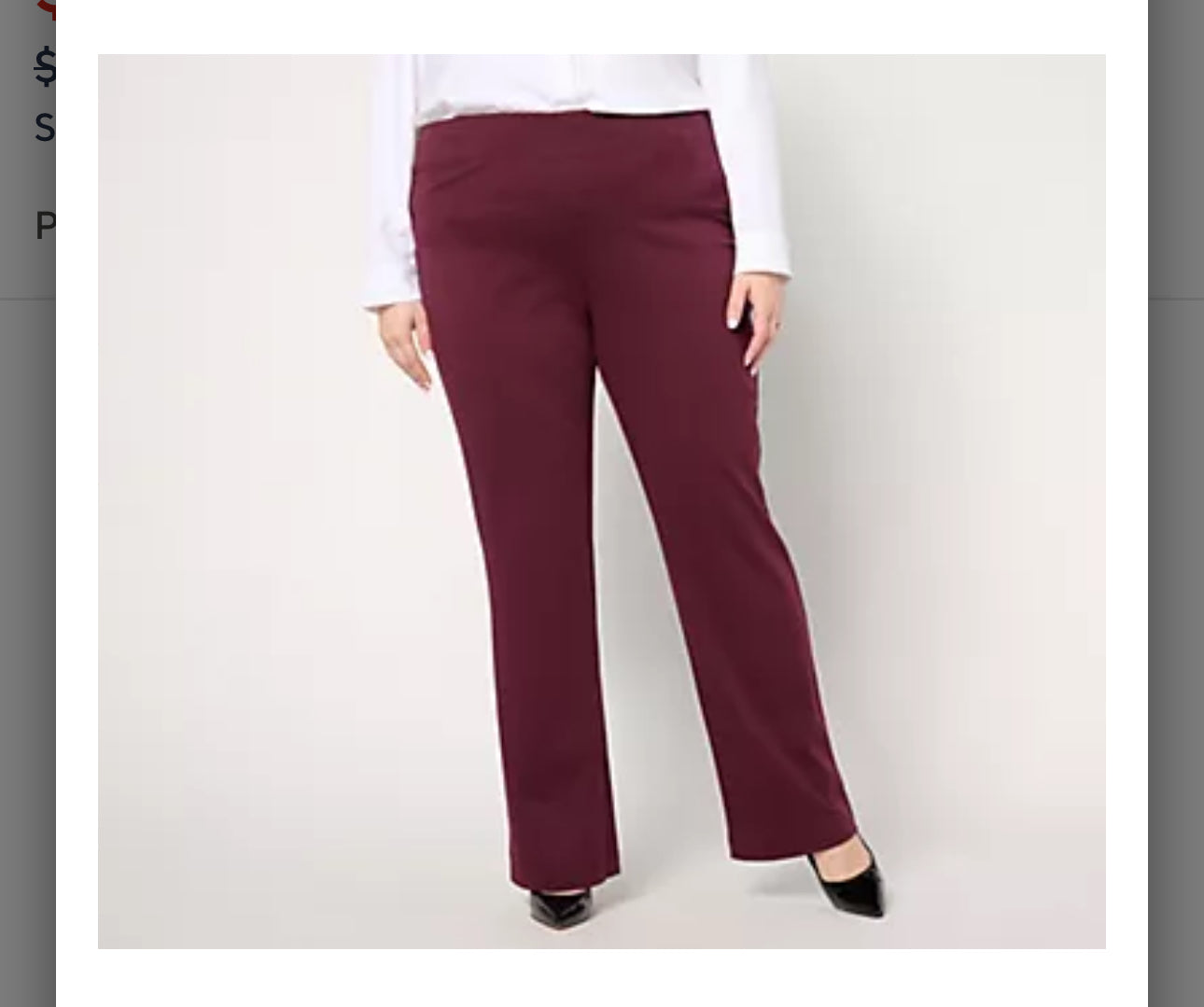"As Is" Isaac Mizrahi Live! Tall Essentials Pima Flex Straight Pants. Burgundy/Tall Large
