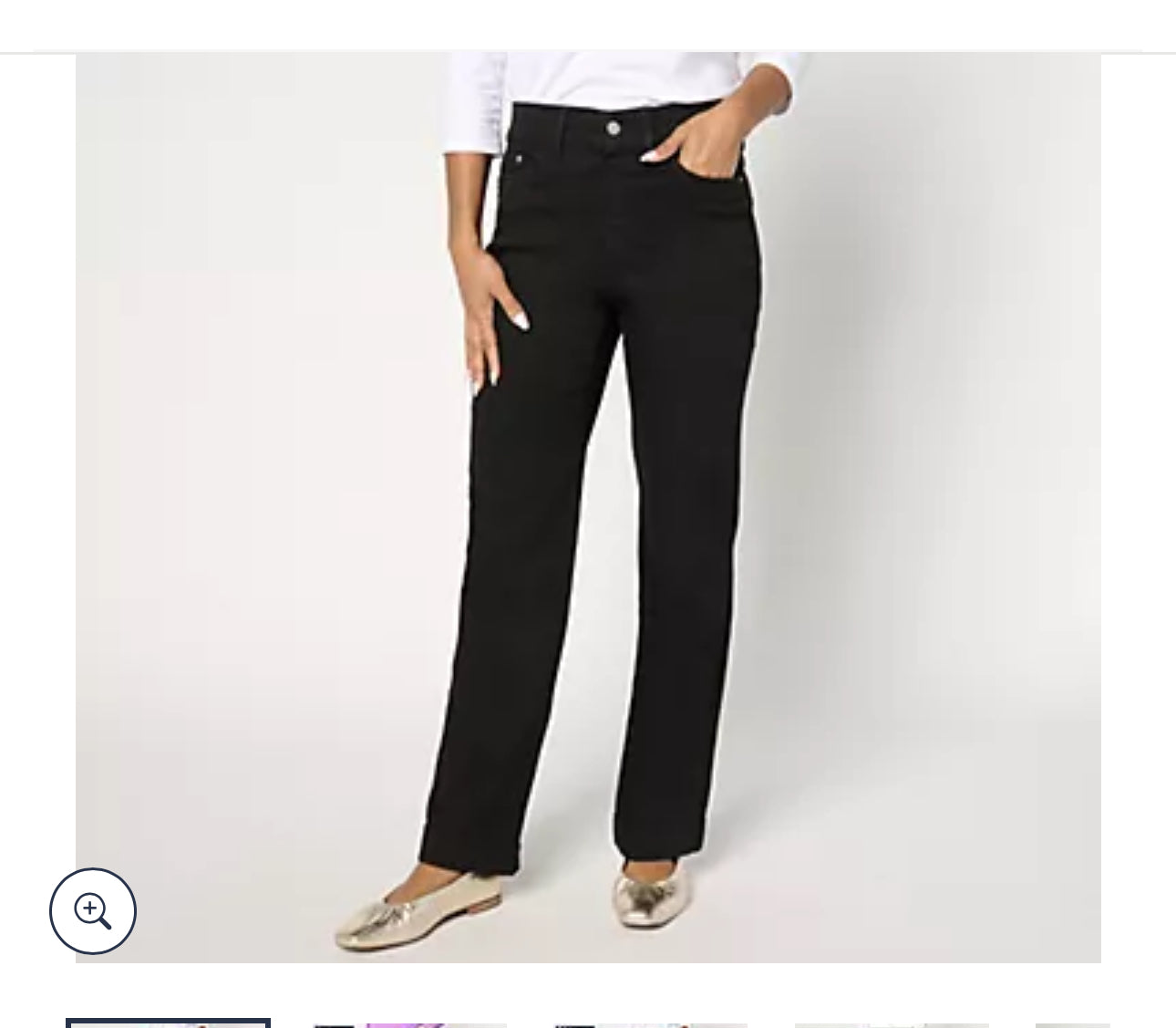 Denim & Co. Regular Black Cozy Touch Relaxed Straight Jean. Black/ Regular 16