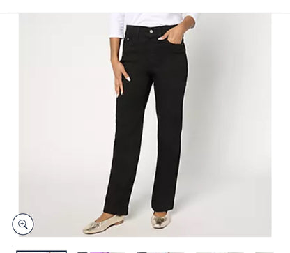 Denim & Co. Regular Black Cozy Touch Relaxed Straight Jean. Black/ Regular 16