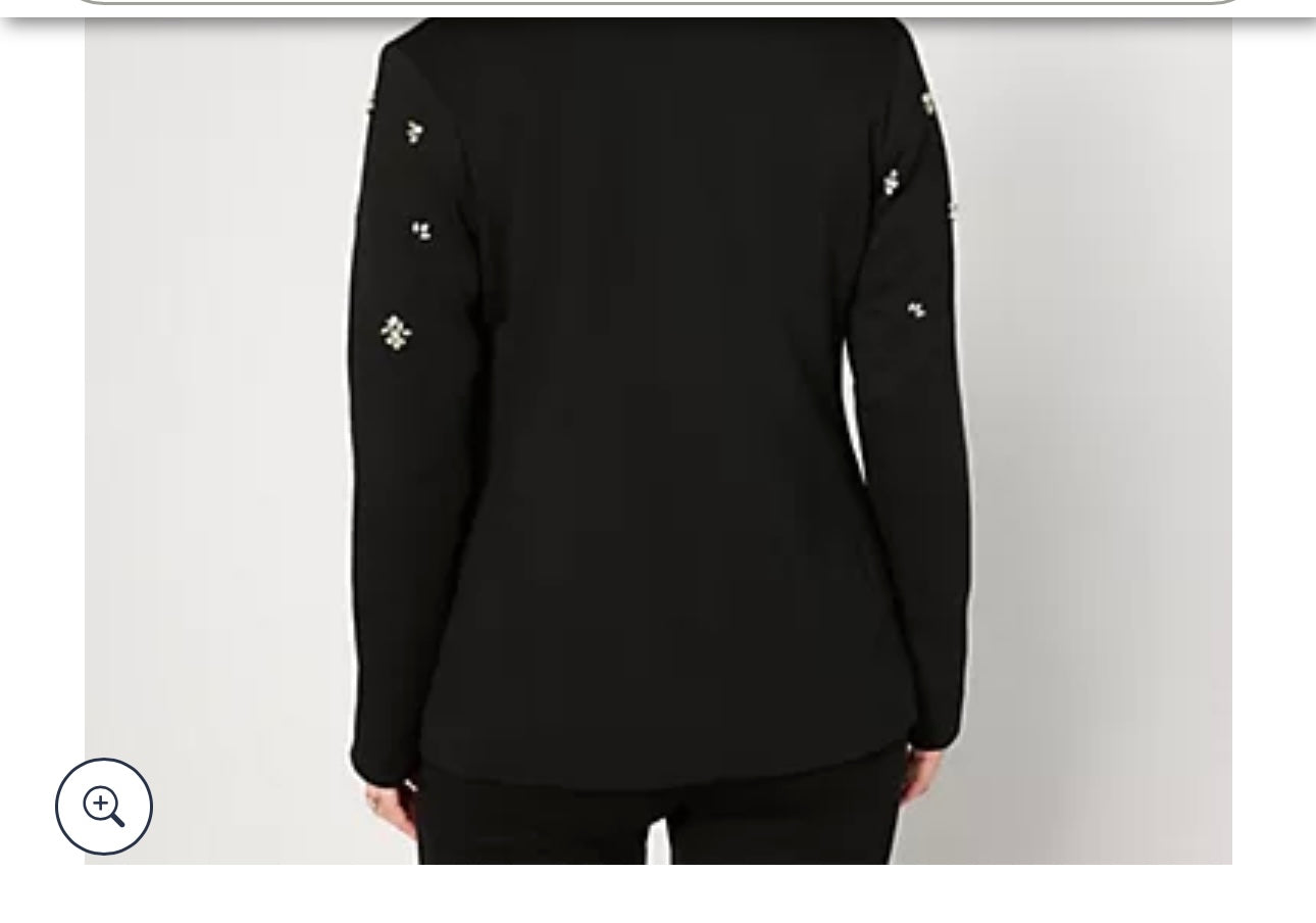 GRAVER Susan Graver Embellished Ponte Shawl Collar Blazer