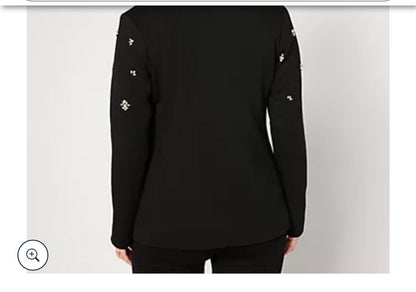 GRAVER Susan Graver Embellished Ponte Shawl Collar Blazer
