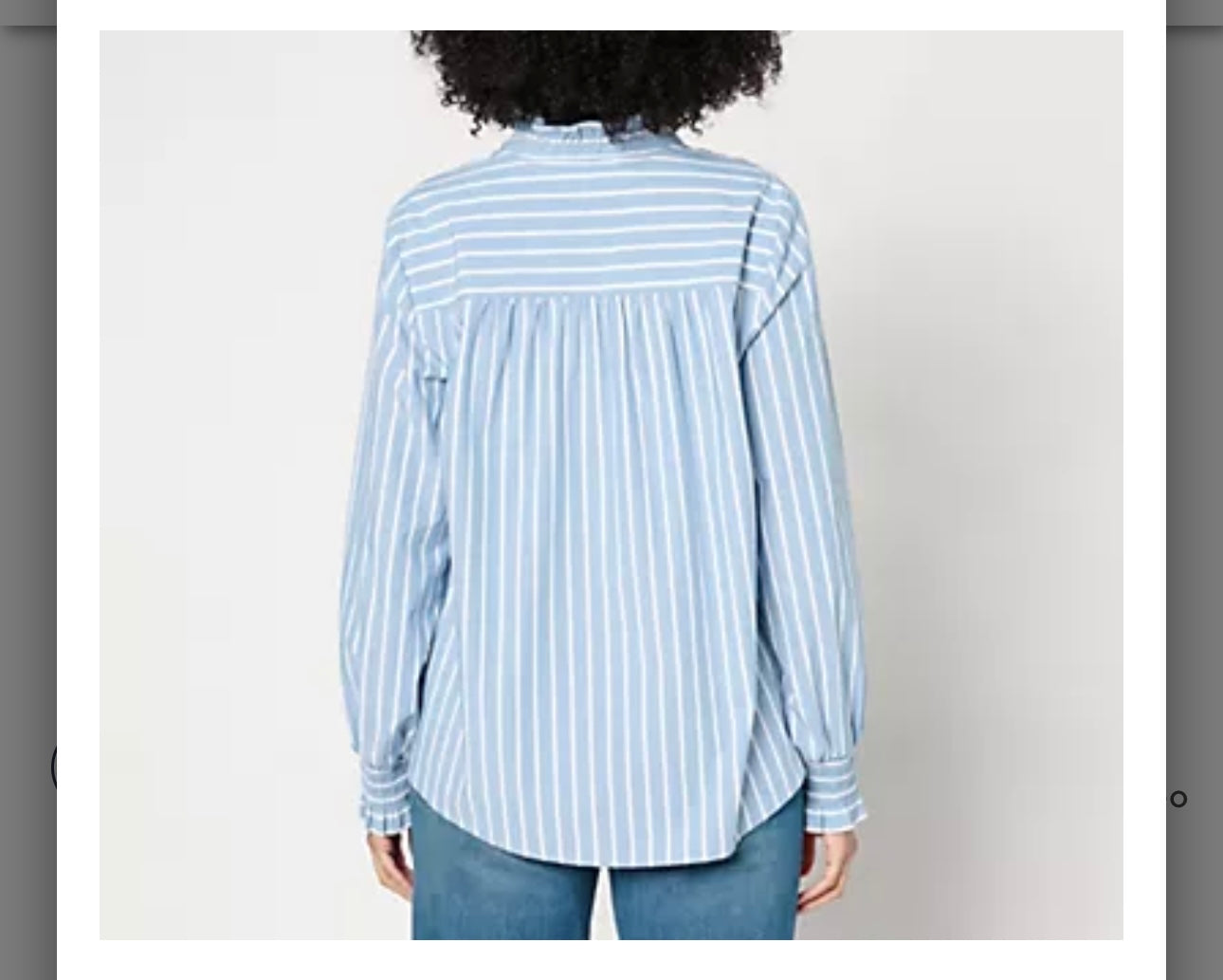 Studio Park x Amy Stran Ruffle Collar Smocked Cuff Henley Shirt