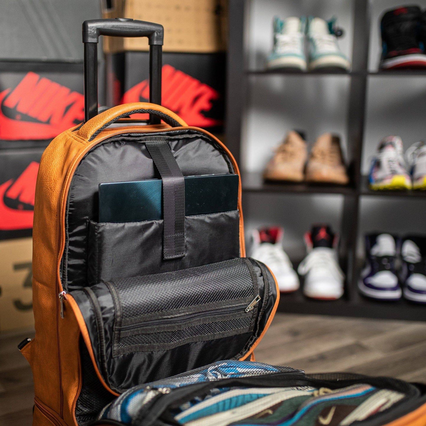Brown Leather Carry-On Patented Roller Bag (Only 150 Made)