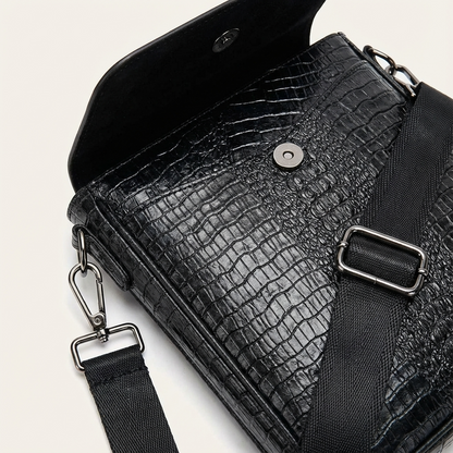 Men's Croc-Embossed Leather Sling Bag – Structured Office Carry