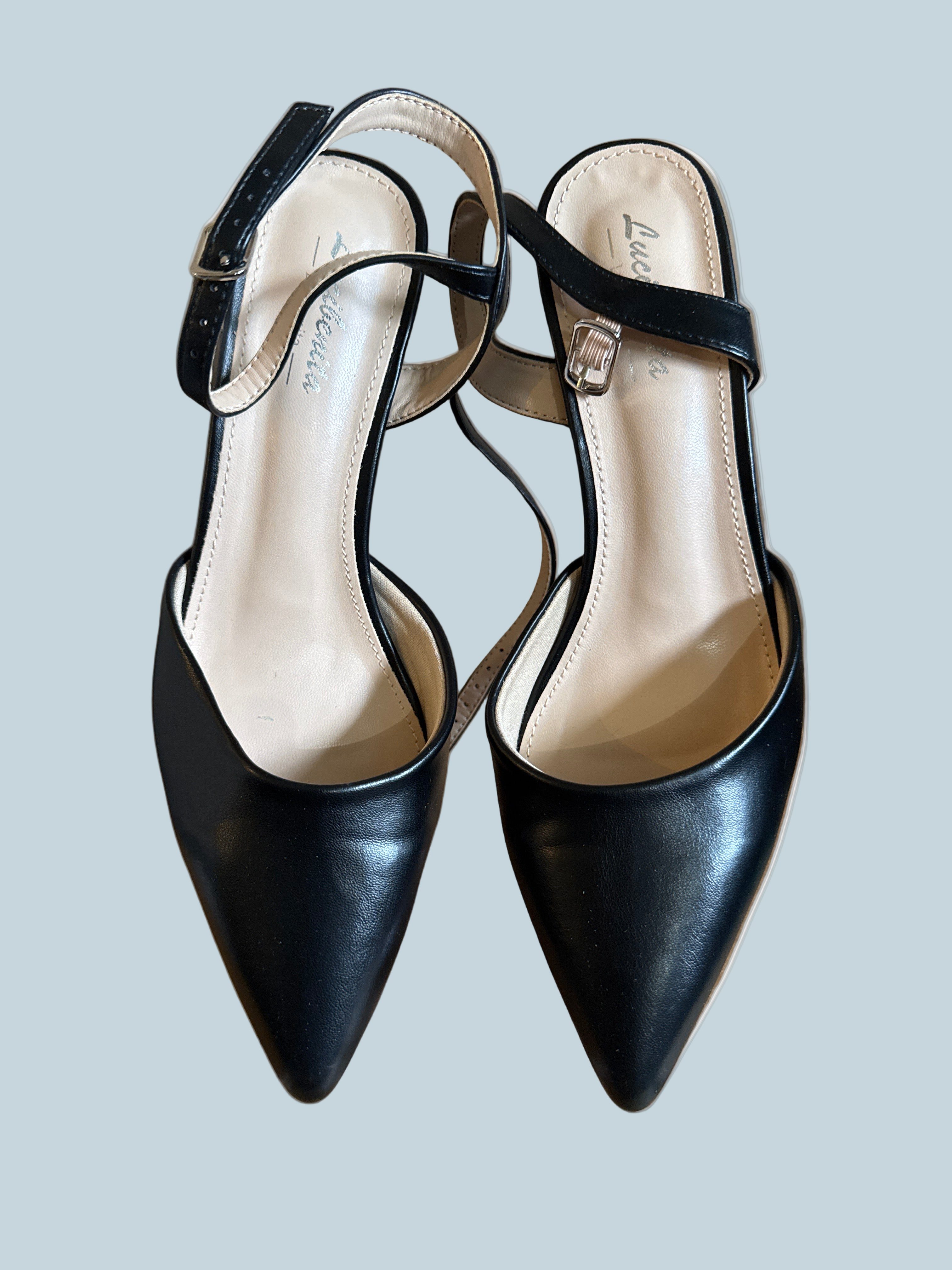 Lucibenita Women Kitten Heeled Pump Ankled Strap Shoe. Like New. Size 6.5