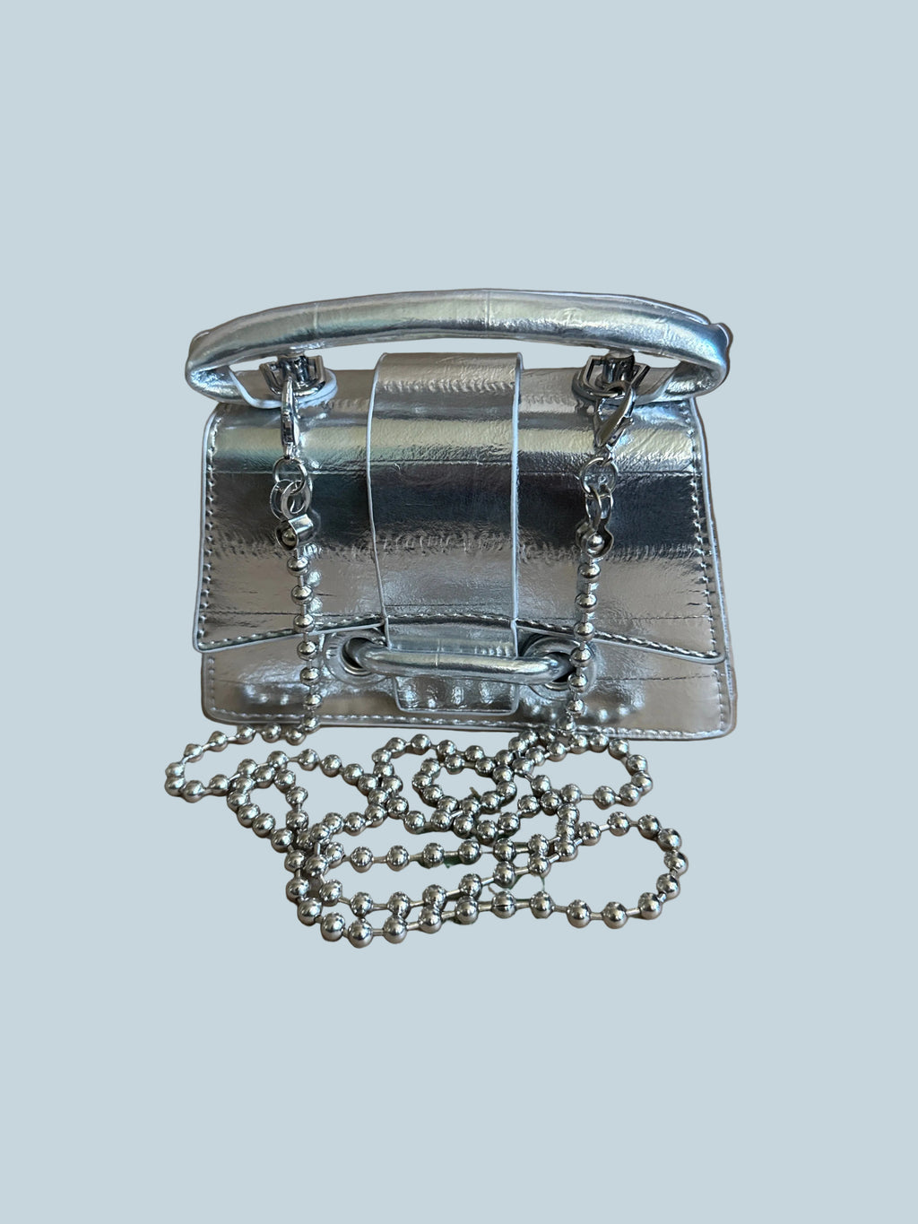 Metallic Mini Clutch Bag. Silver