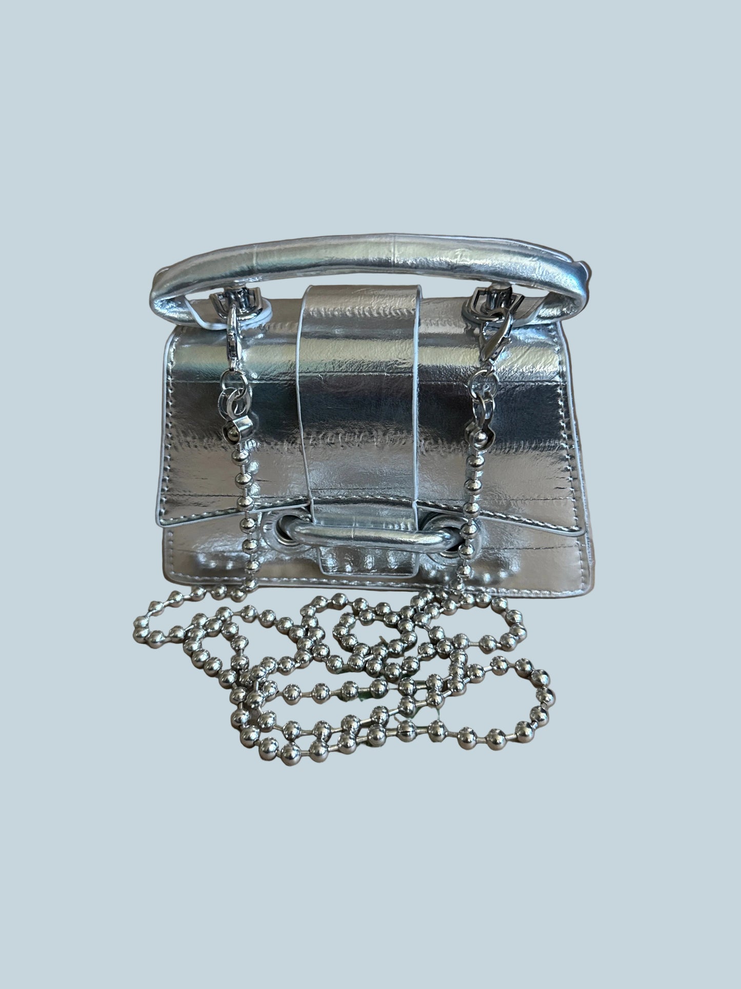 Metallic Mini Clutch Bag. Like New. Silver