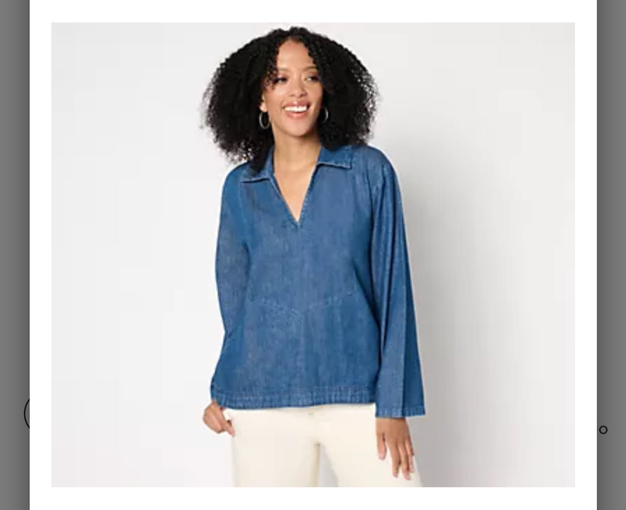 Me by Jennie Garth Eden Drapey Denim Popover Blouse