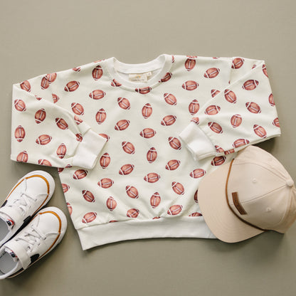 Football Print Crewneck Sweatshirt