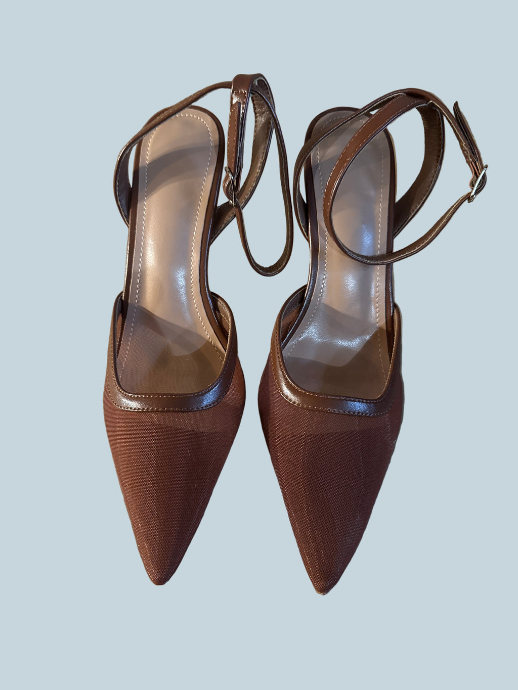 Women Open Back Mesh Heeled pump Shoe Sandals. Like New. Size 7