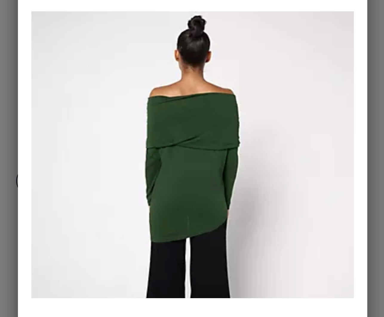 Peace Love World Side Cowl Long Sleeve Top. Hunter Green/ Medium