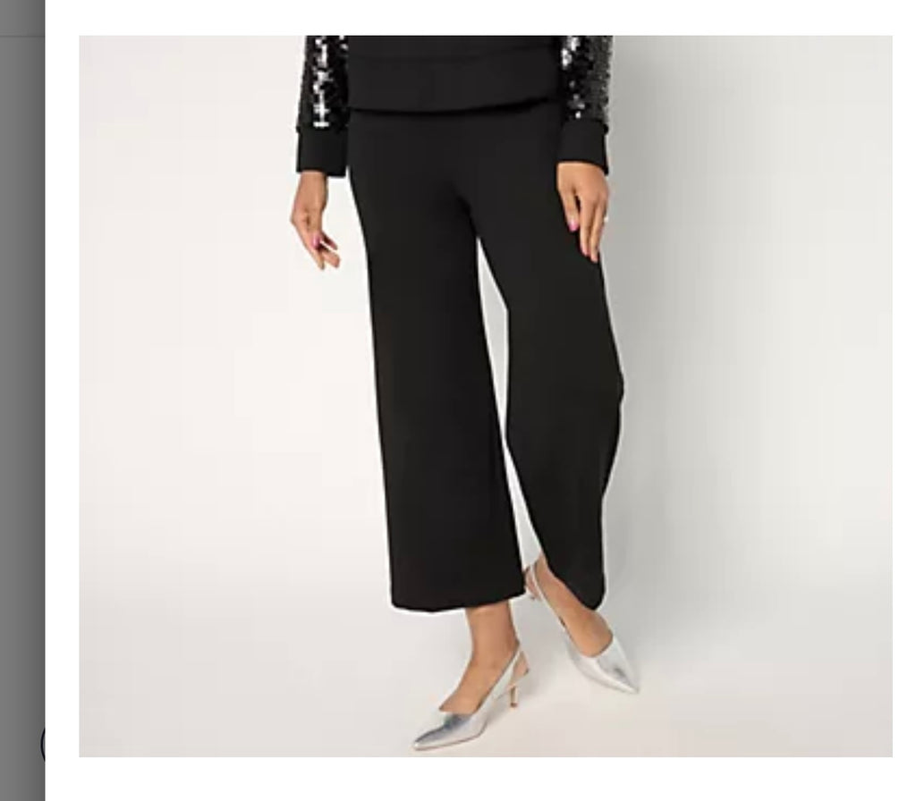 by Stacy London Regular Ponte Wide Leg Cropped Pant