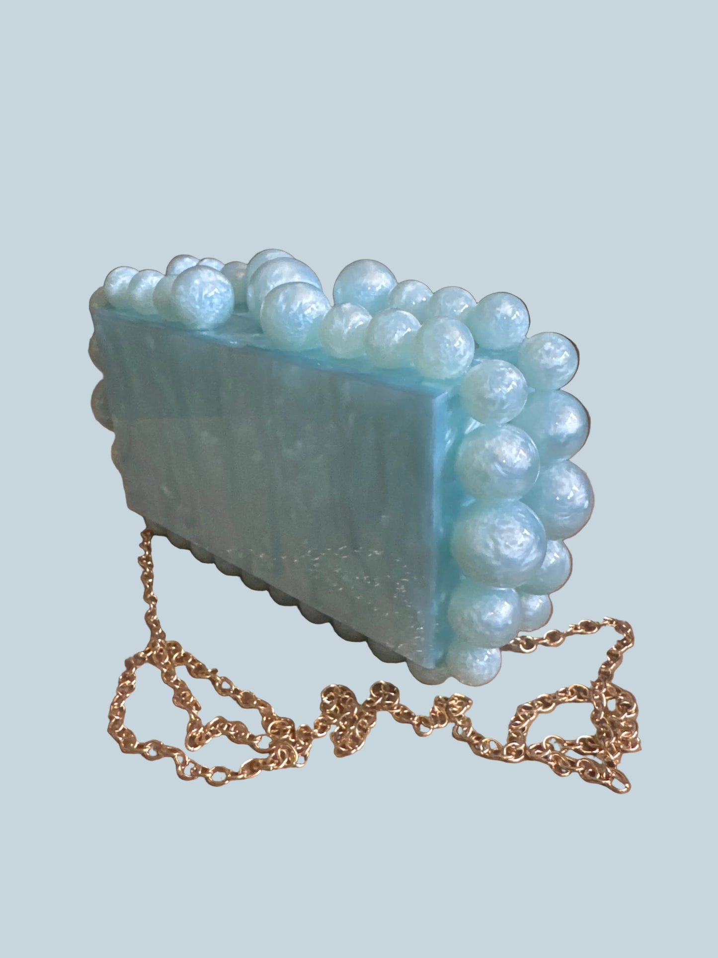 Acrylic Evening Clutch bag. Light Blue like New.