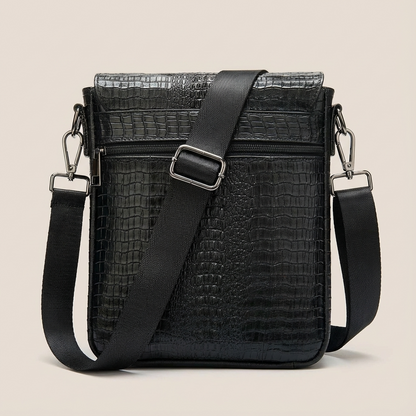Men's Croc-Embossed Leather Sling Bag – Structured Office Carry