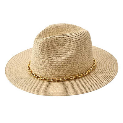 Hardware Chain Band Pointed Straw Hat