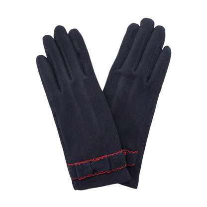Bow Pointed Faux Suede Smart Touch Gloves