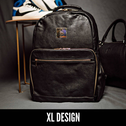 Black Leather Daily Commuter Bag XL