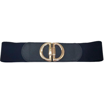 Double Half Open Circle Buckle Stretch Belt