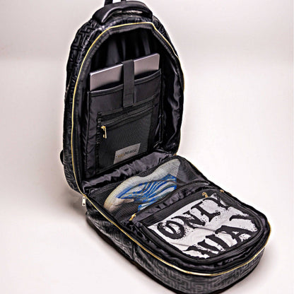 Black Monogram Leather Commuter Bag
