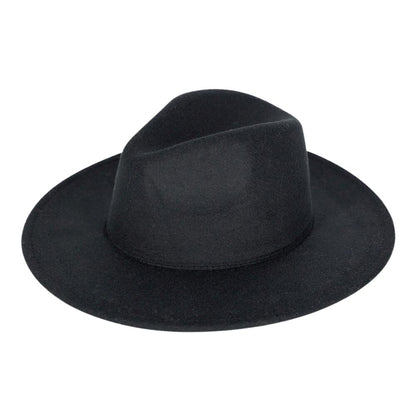 Solid Color Classic Wide Brim Fedora Hat