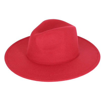 Solid Color Classic Wide Brim Fedora Hat