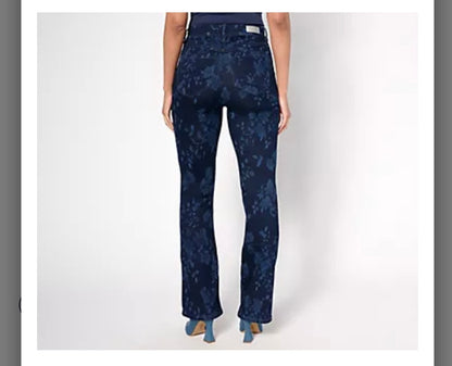 nicole by Nicole Miller Regular Classic Dream Denim Bootcut Jean. Leaf Print, Regular 8