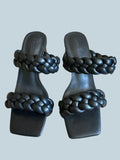 SYKTKMX Women Braided Heeled Slide Sandals. Secondhand. Size 8