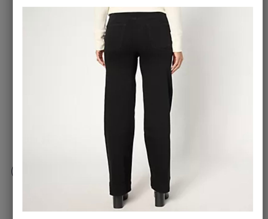 Denim & Co. Petite Black Easy Stretch Full-Length Trouser Jeans. Black/petite 8