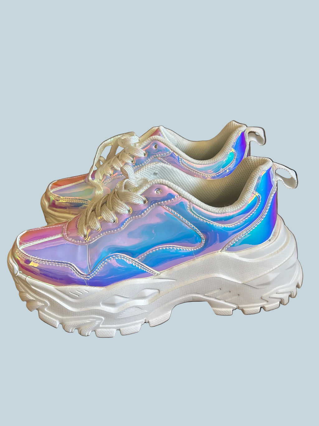 Niluber Holographic Women Chunky Platform Sneakers. Like New. Size 9