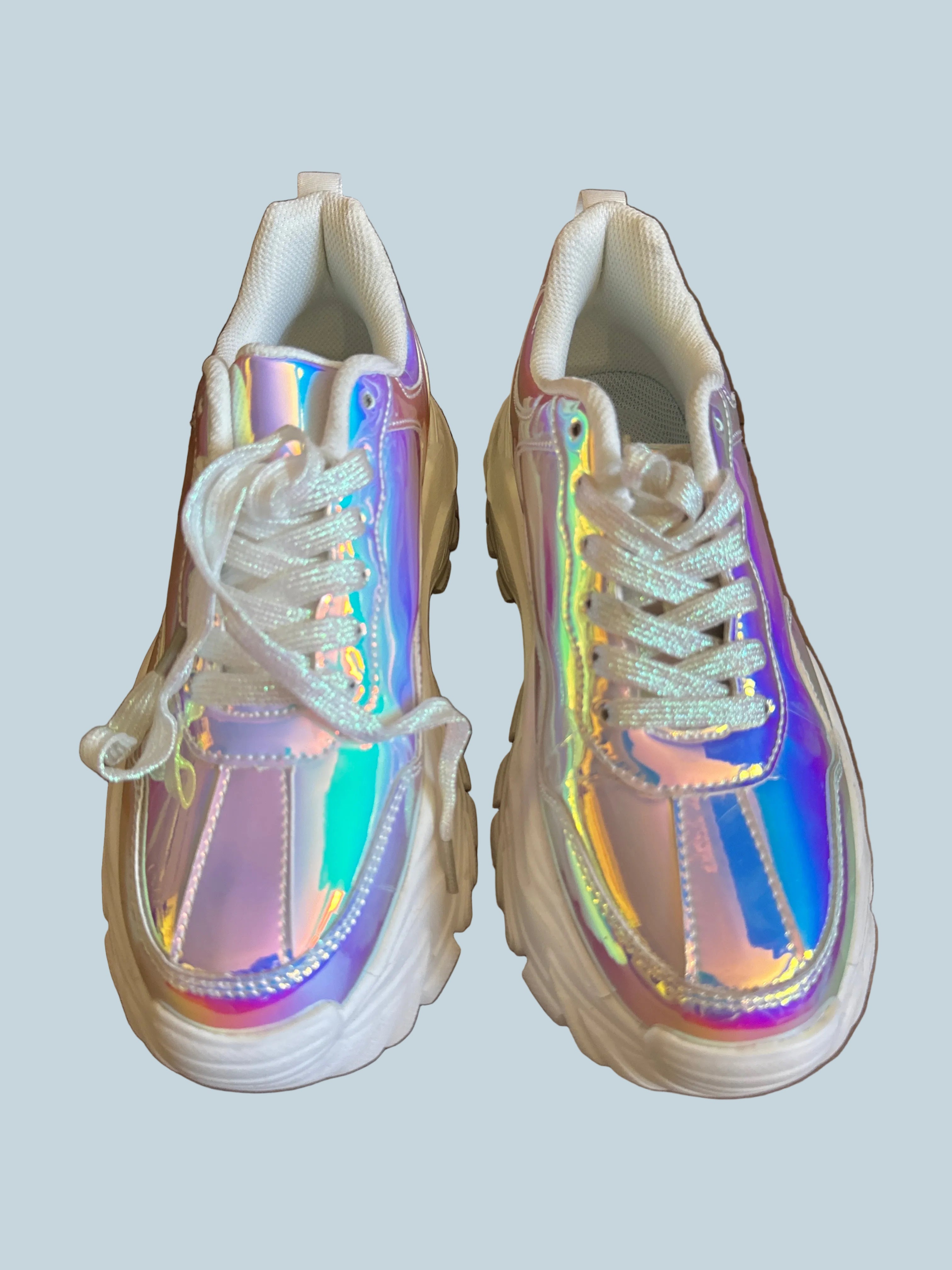 Niluber Holographic Women Chunky Platform Sneakers. Like New. Size 9