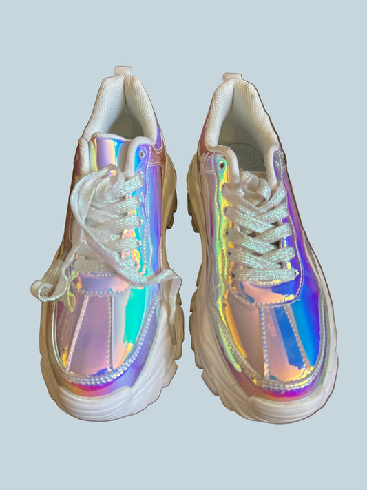 Niluber Holographic Women Chunky Platform Sneakers. Like New. Size 9