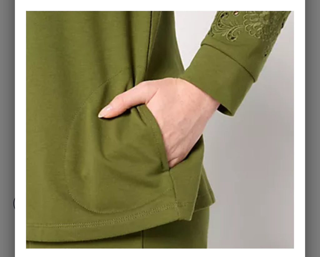 LOGO Life by Lori Goldstein French Terry Pullover w/ Eyelet Detail