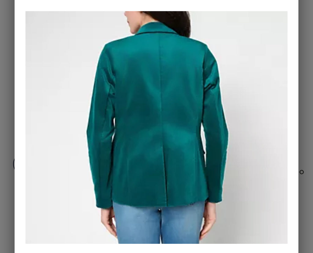 Denim & Co. Regular Stretch Velvet One Button Blazer. Black/X-Small