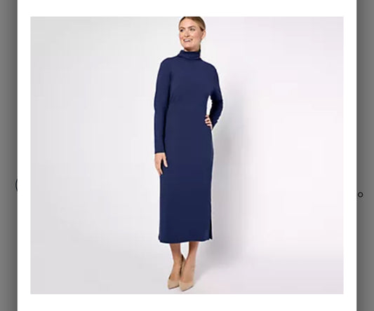 Women with Control Regular Finespun Jersey Tummy Control Midi Dress. Deep Ocean Blue/ X-Large