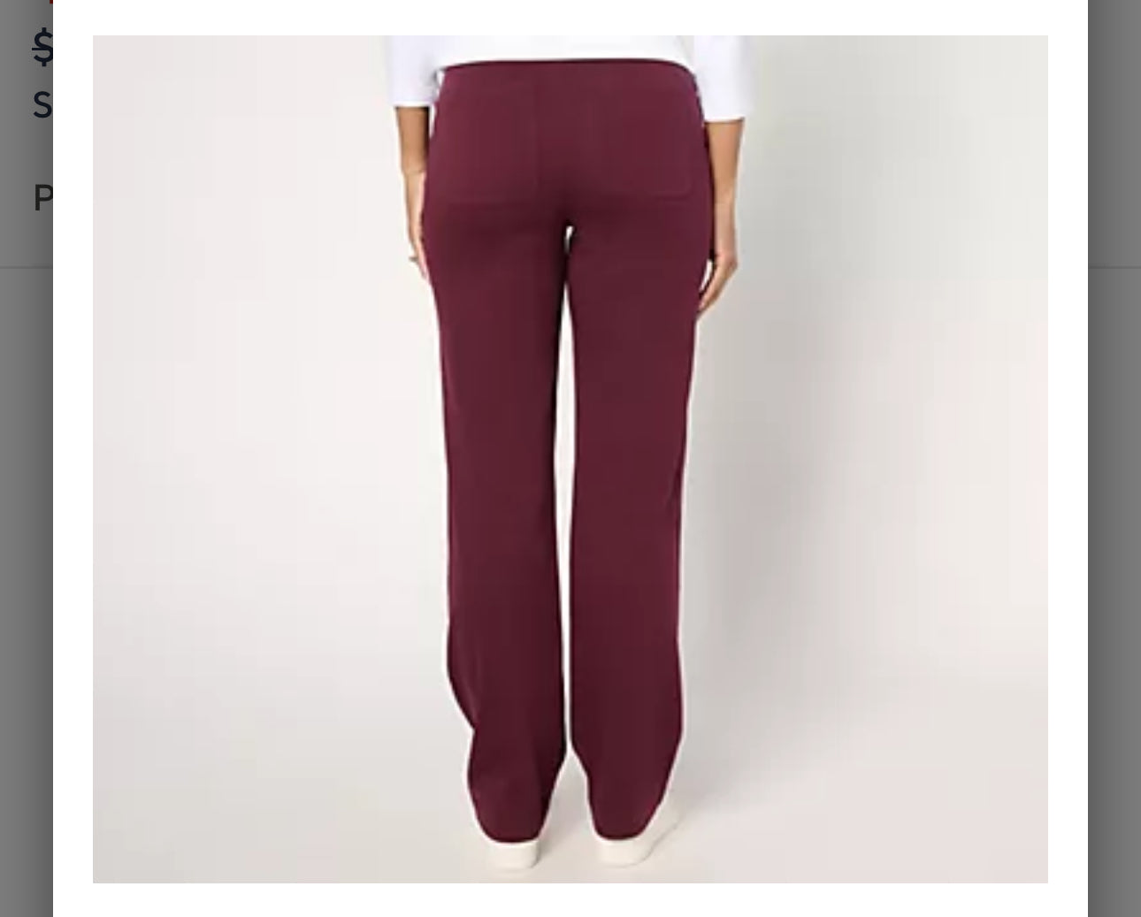 "As Is" Isaac Mizrahi Live! Tall Essentials Pima Flex Straight Pants. Burgundy/Tall Large