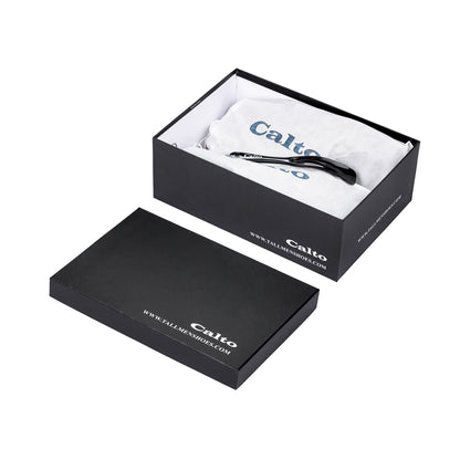 CALTO - Y7887 - 2.6 Inches Taller (Deep Espresso/White & Gum Sole) - Elevated Leather Sneakers