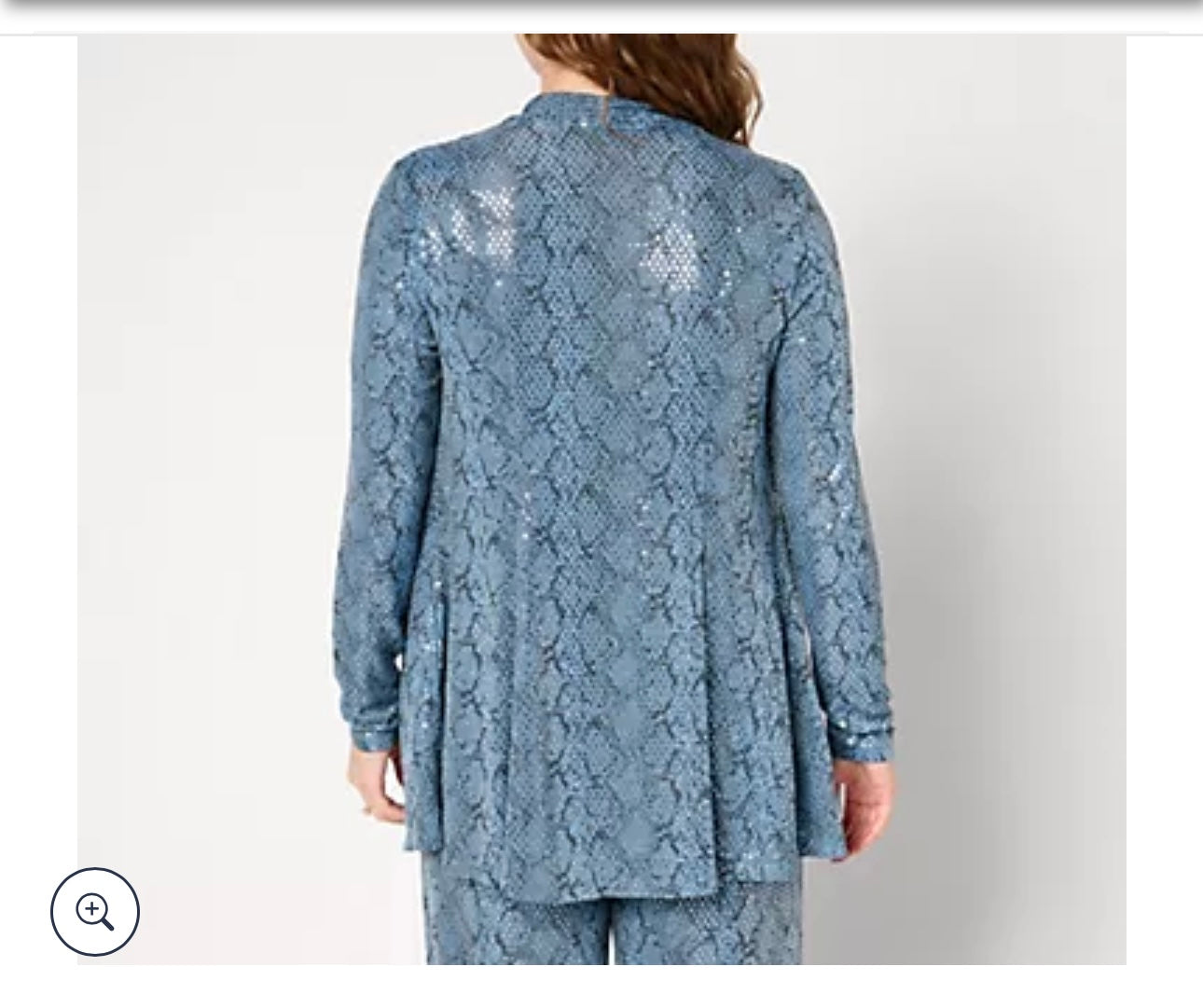 Susan Graver Occasions Pet Metallic Knit Foil Print Open Front Cardigan