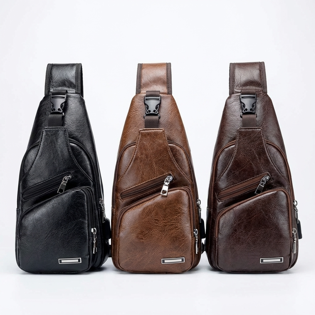 Men’s Leather Sling Bag – Secure Anti-Theft