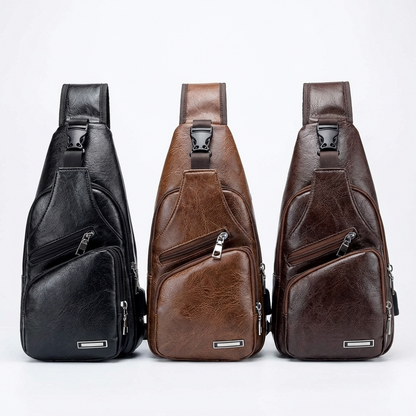 Men’s Leather Sling Bag – Secure Anti-Theft