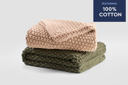Seed Stitch Cotton Throw Blanket