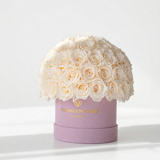 Classic Light Pink Suede Superdome Box | White Roses