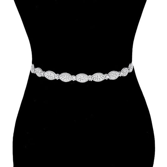 Oval Shaped Sash Ribbon Bridal Wedding Belt Headband