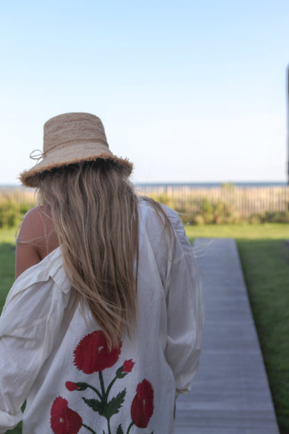 Clove Shirt Dress - Ecru/Red